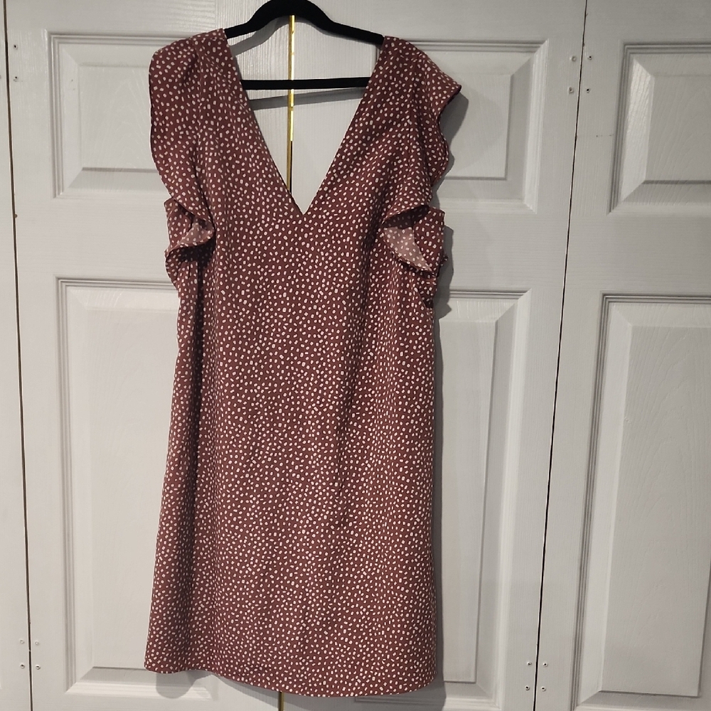 Express Burgundy Polka Dot Midi Dress